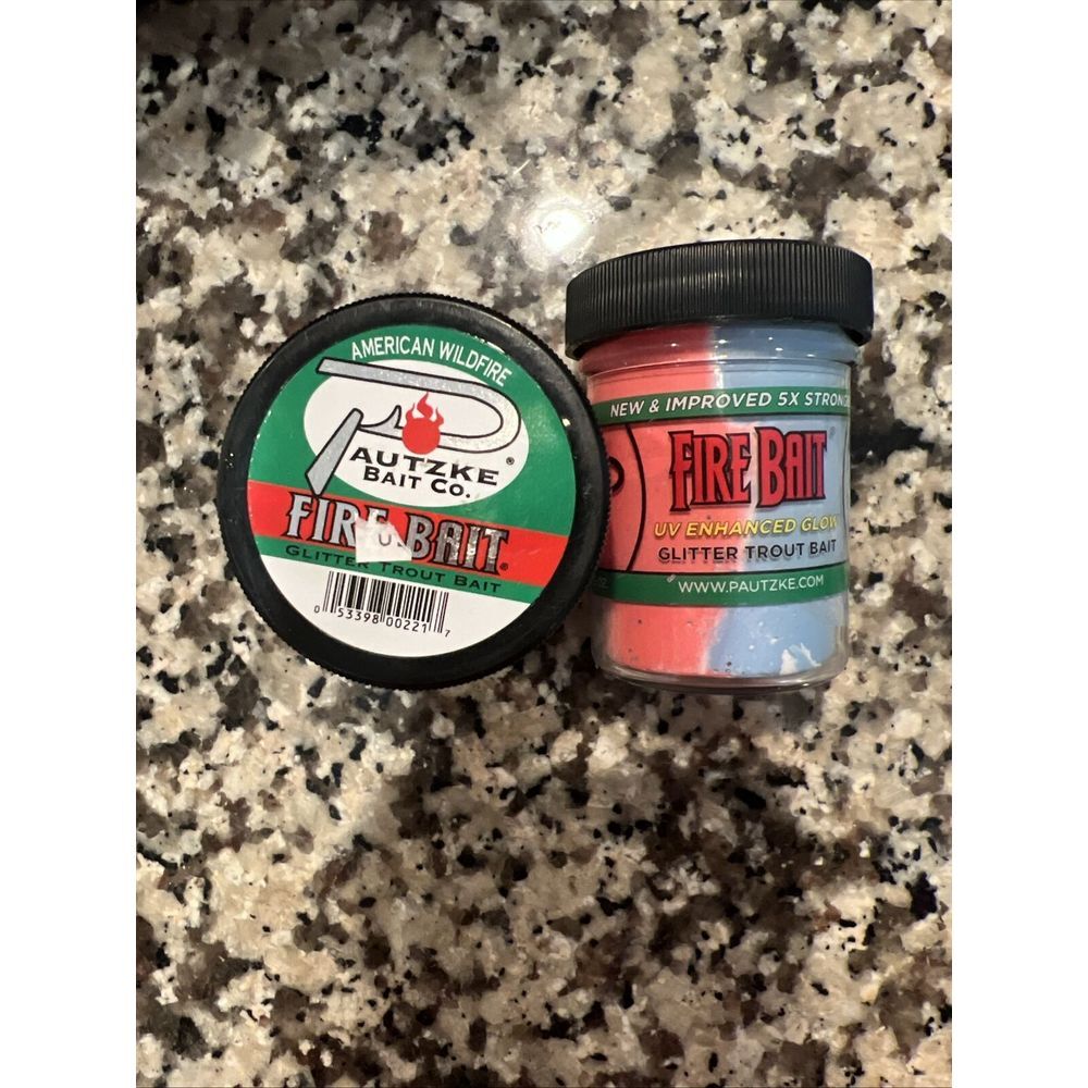 Lot Of 3 Pautzke Bait‎ Co. Fire Bait Glitter Trout Bait - American wildfire